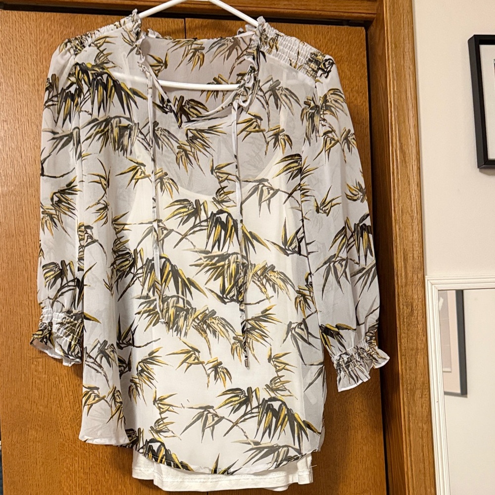Chic Bamboo Print Women's Blouse